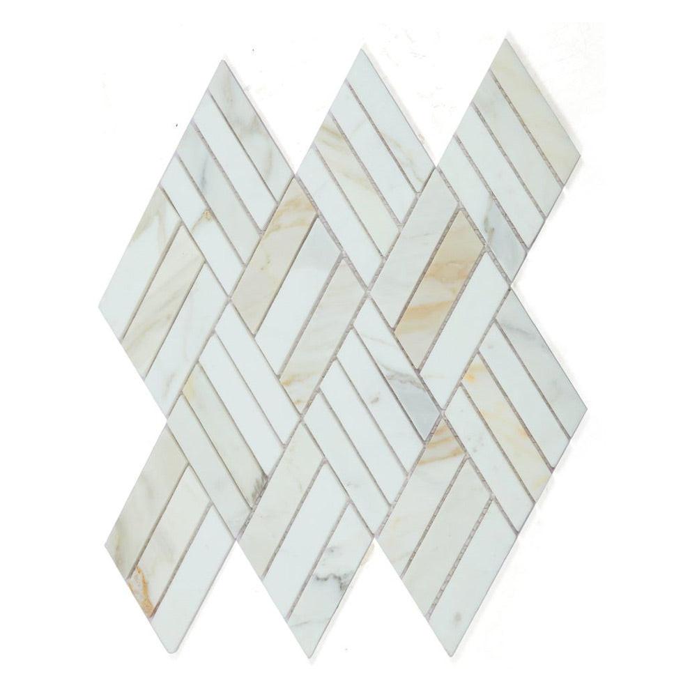 Prism Calacatta Gold Honed Linear Marble Mosaic Tile Prism Calacatta Gold Honed Linear Marble Mosaic Tile - American Tile Depot