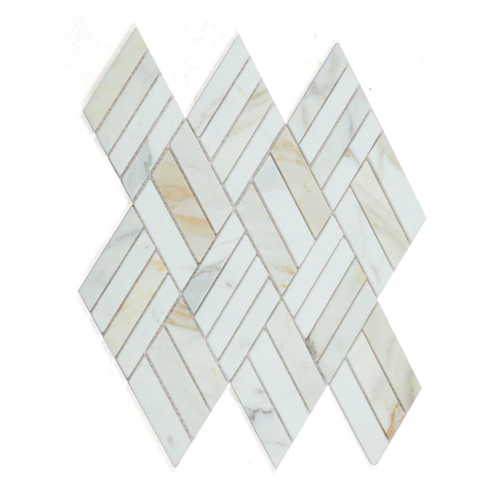 Prism Calacatta Gold Honed Linear Marble Mosaic Tile Prism Calacatta Gold Honed Linear Marble Mosaic Tile - American Tile Depot