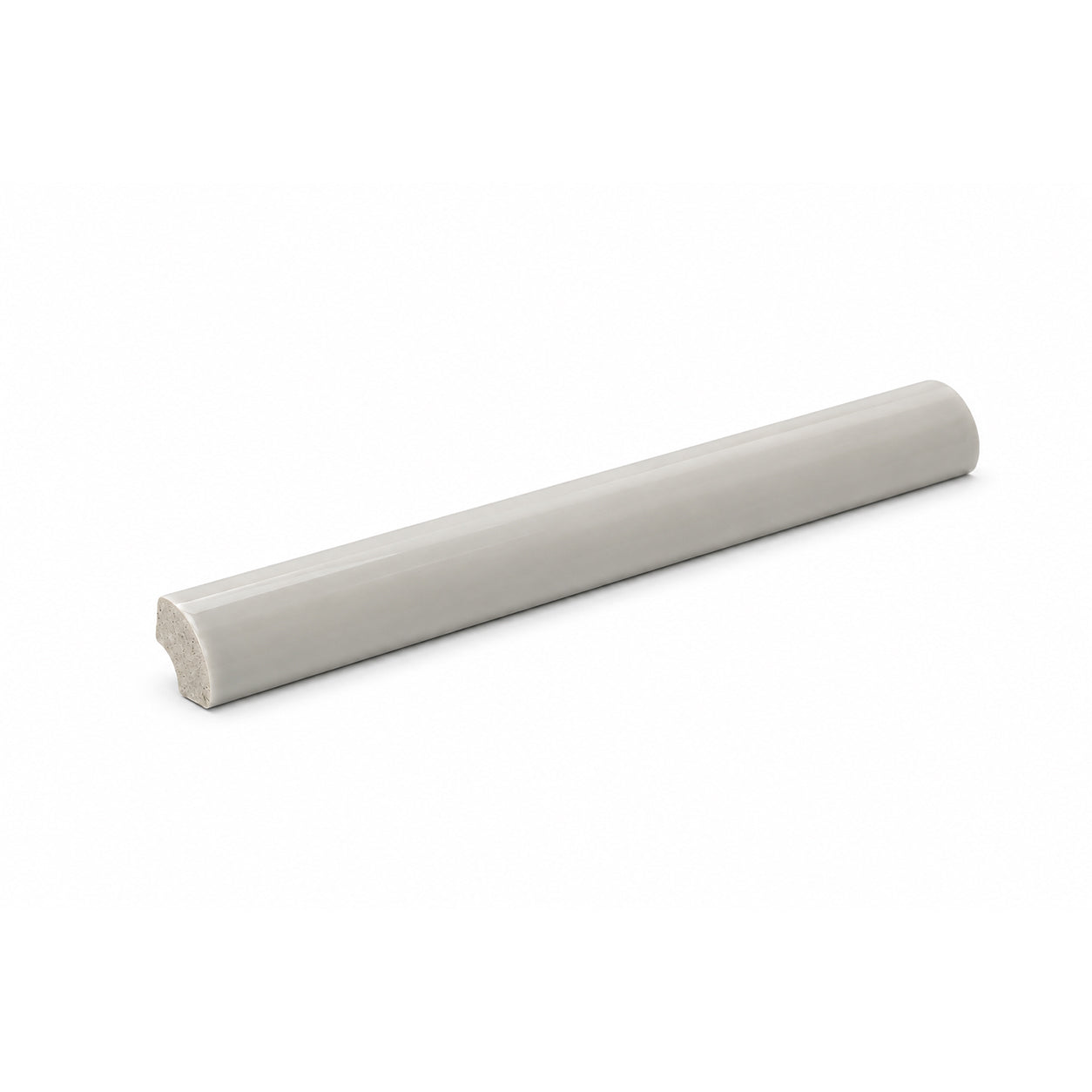 Pure Bright Tender Gray Ceramic Wall Trim - 3/4" x 6" Quarter Round Corner - American Tile Depot