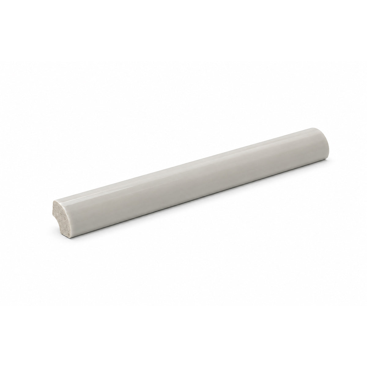 Pure Bright Tender Gray Ceramic Wall Trim - 3/4" x 6" Quarter Round Corner - American Tile Depot