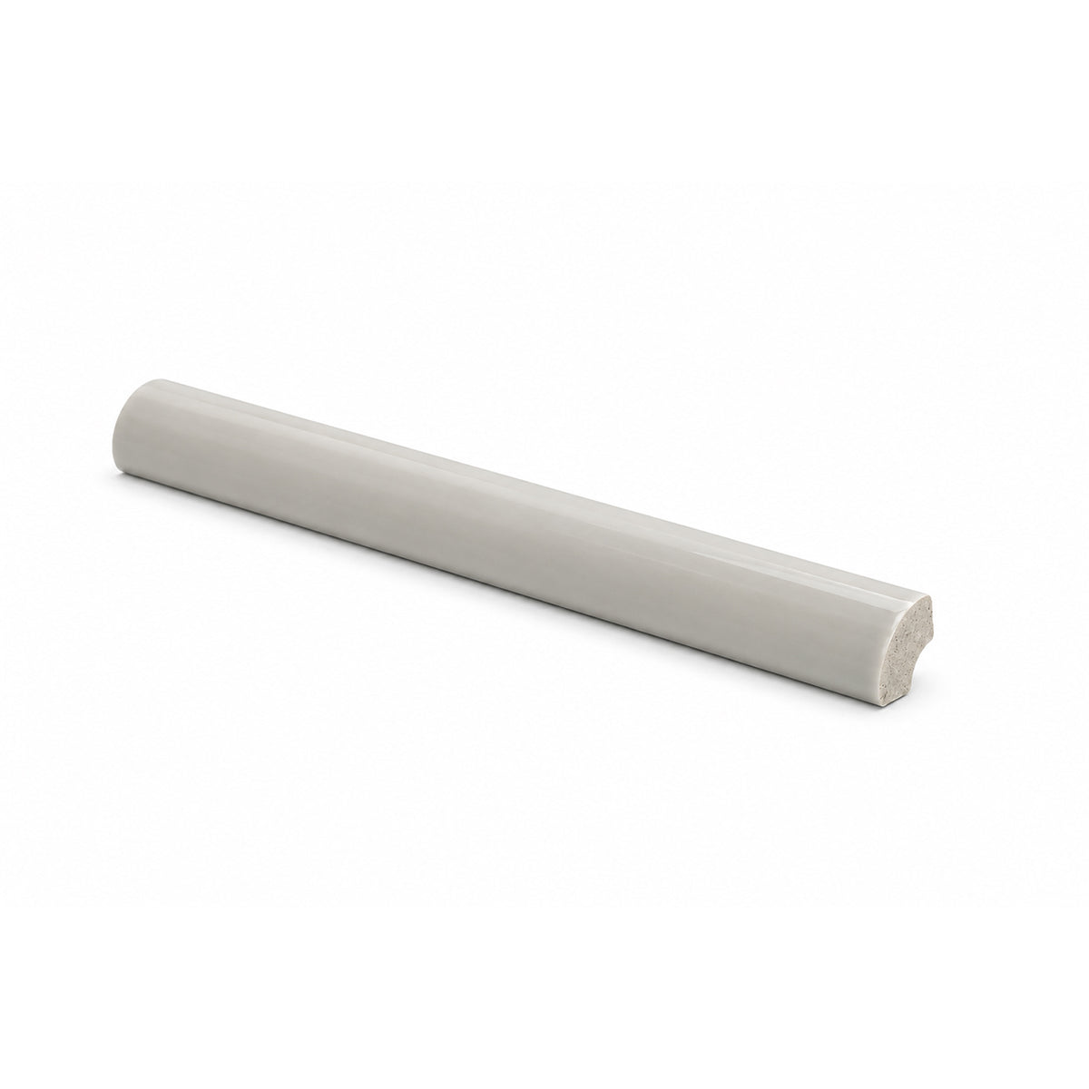 Pure Bright Tender Gray Ceramic Wall Trim - 3/4" x 6" Quarter Round Corner - American Tile Depot