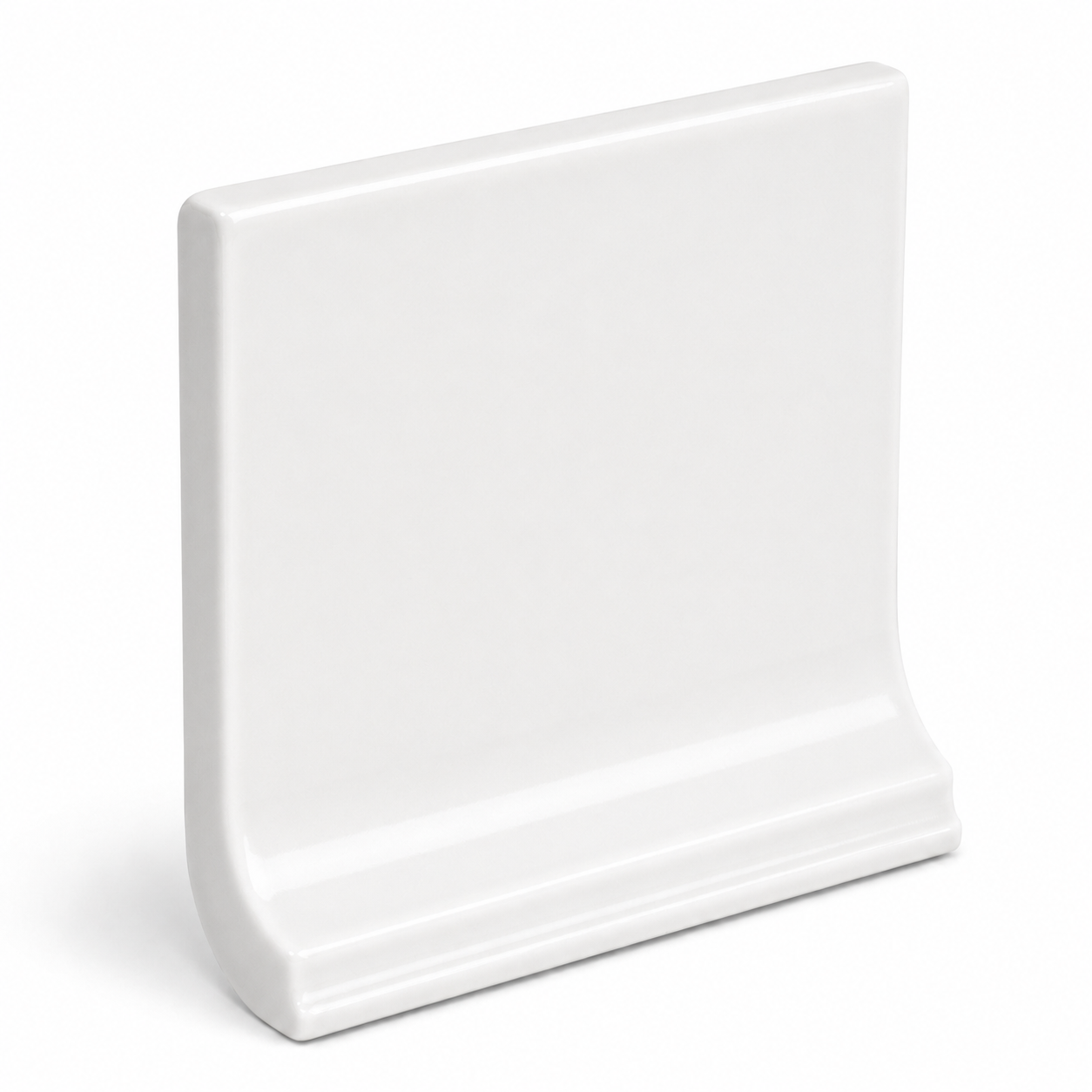 Pure Bright White Ice Ceramic Wall Trim - 3 3/4" x 6" Cove Base - American Tile Depot