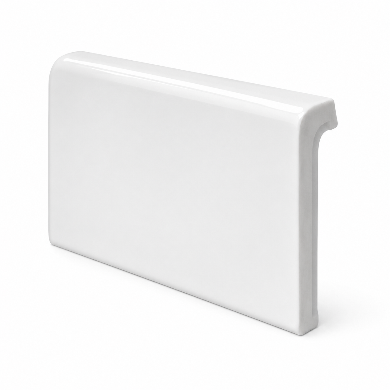 Pure Bright White Ice Ceramic Wall Trim - 2" x 6" V Cap - American Tile Depot