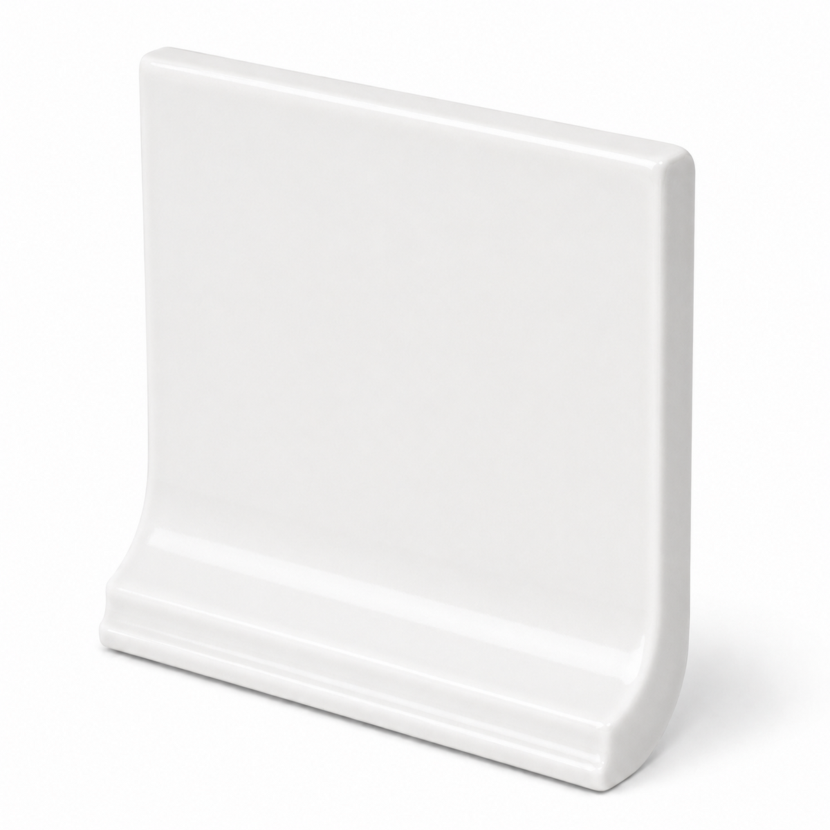 Pure Bright White Ice Ceramic Wall Trim - 3 3/4" x 6" Cove Base - American Tile Depot