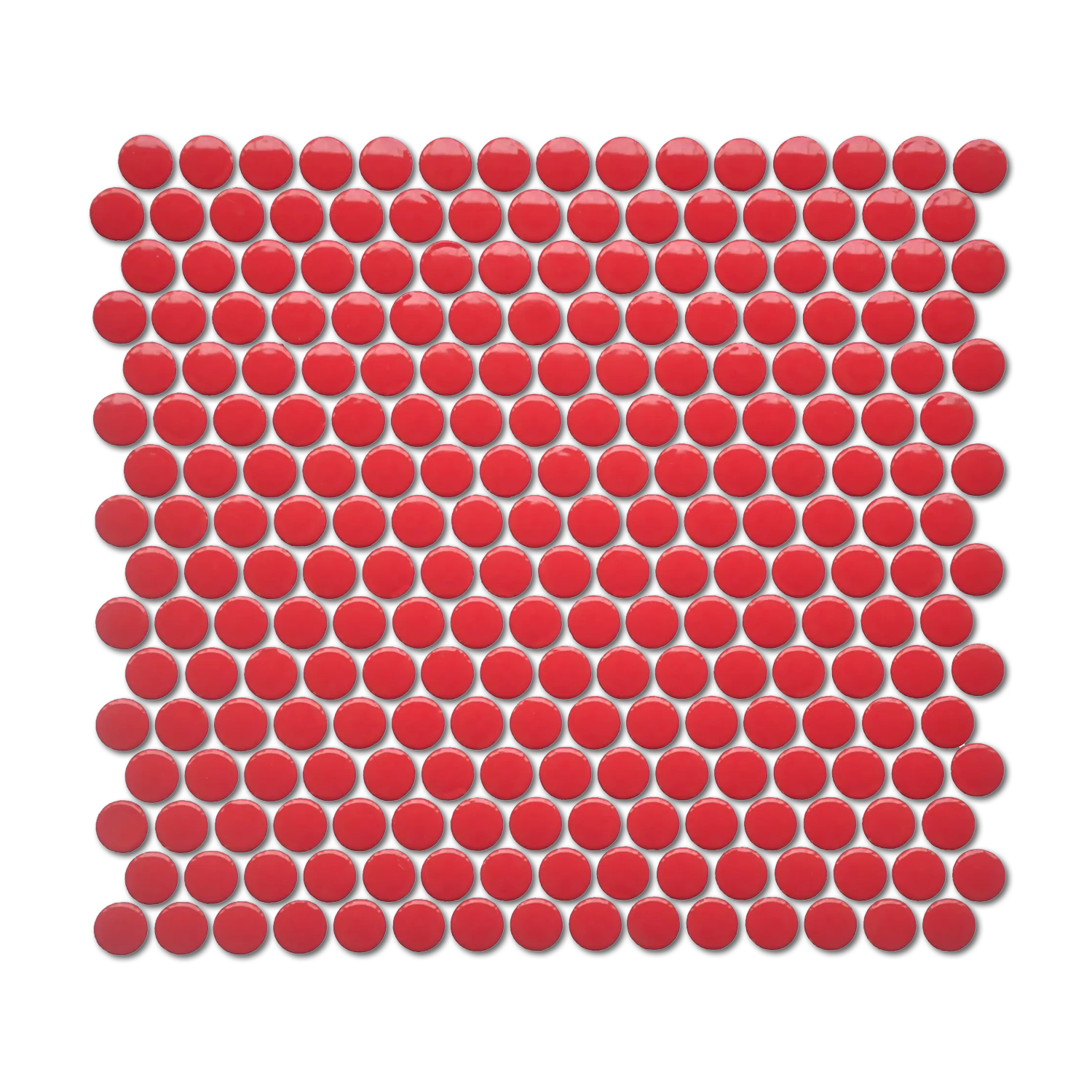 Array Red Pepper Glossy Penny Round Porcelain Mosaic Tile Array Red Pepper Glossy Penny Round Porcelain Mosaic Tile - American Tile Depot