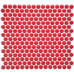 Array Red Pepper Glossy Penny Round Porcelain Mosaic Tile - American Tile Depot