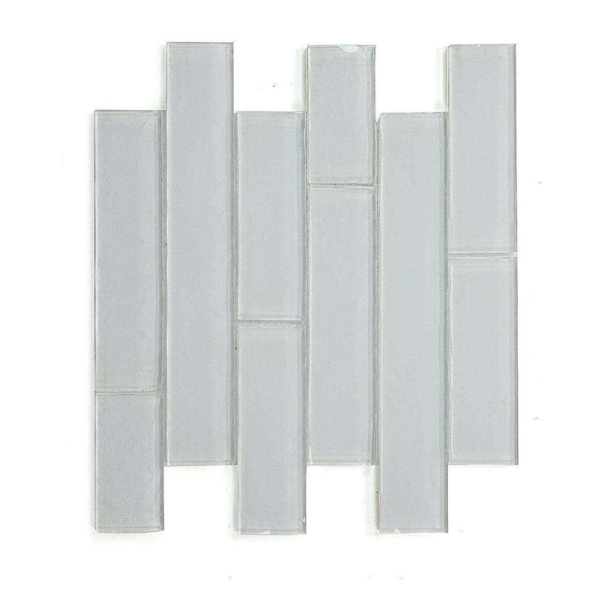 Ripple Clear Grey Glossy Linear Glass Mosaic Tile Ripple Clear Grey Glossy Linear Glass Mosaic Tile - American Tile Depot
