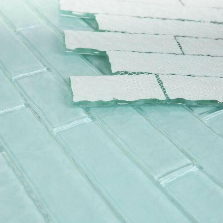 Ripple Turquoise Glossy Linear Glass Mosaic Tile Ripple Turquoise Glossy Linear Glass Mosaic Tile - American Tile Depot
