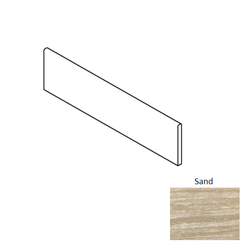 4x24 Heritage Sand Matte Travertine Look Porcelain Bullnose Tile