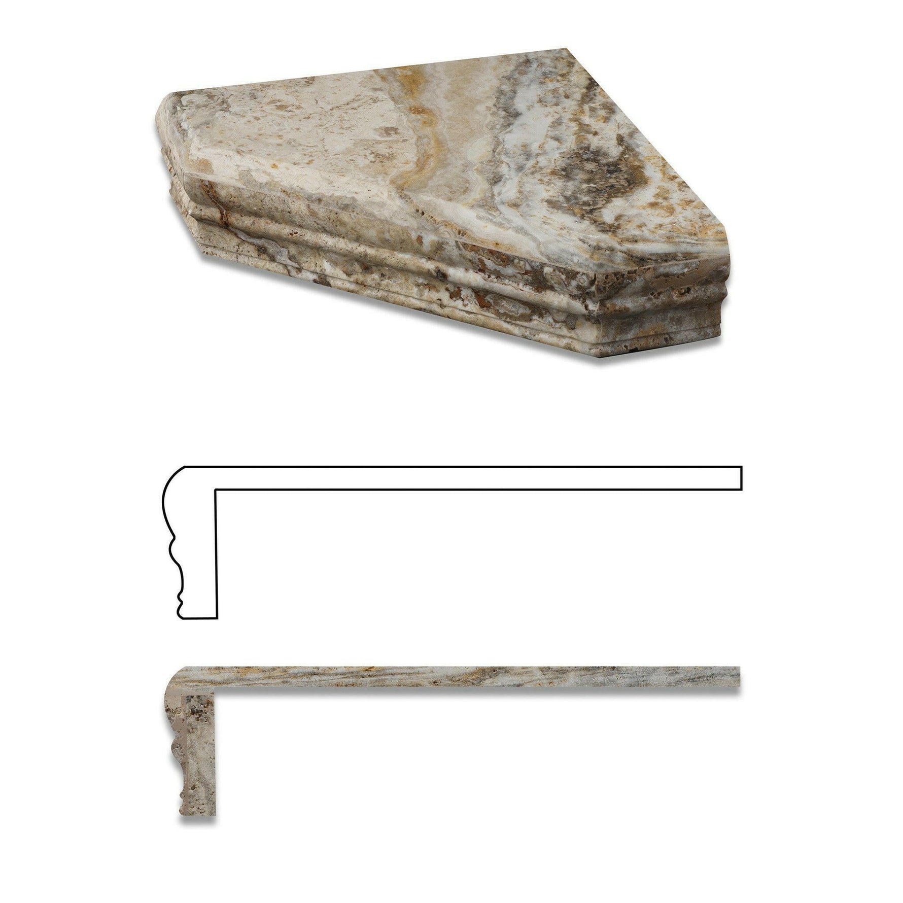 Scabos Travertine Hand-Made Custom Shower Corner Shelf - Polished Scabos Travertine Hand-Made Custom Shower Corner Shelf - Polished - American Tile Depot