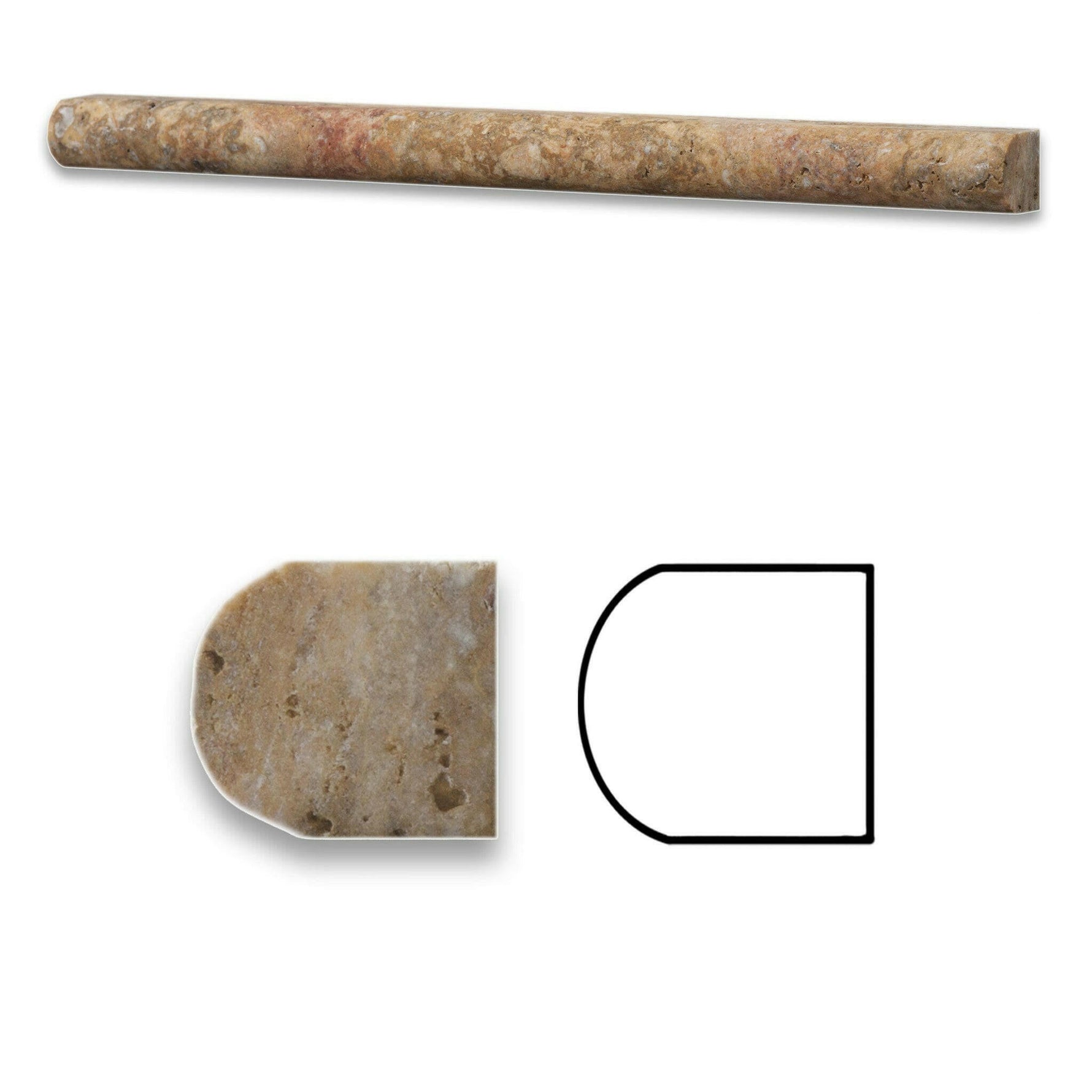Scabos Travertine Honed 3/4x12 Bullnose Liner Scabos Travertine Honed 3/4x12 Bullnose Liner - American Tile Depot