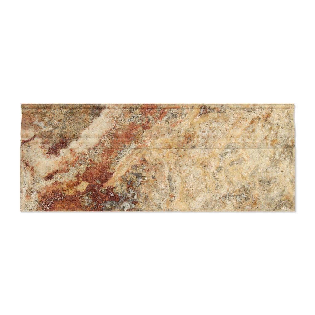 Scabos Travertine Honed 5x12 Baseboard Trim Molding Scabos Travertine Honed 5x12 Baseboard Trim Molding - American Tile Depot