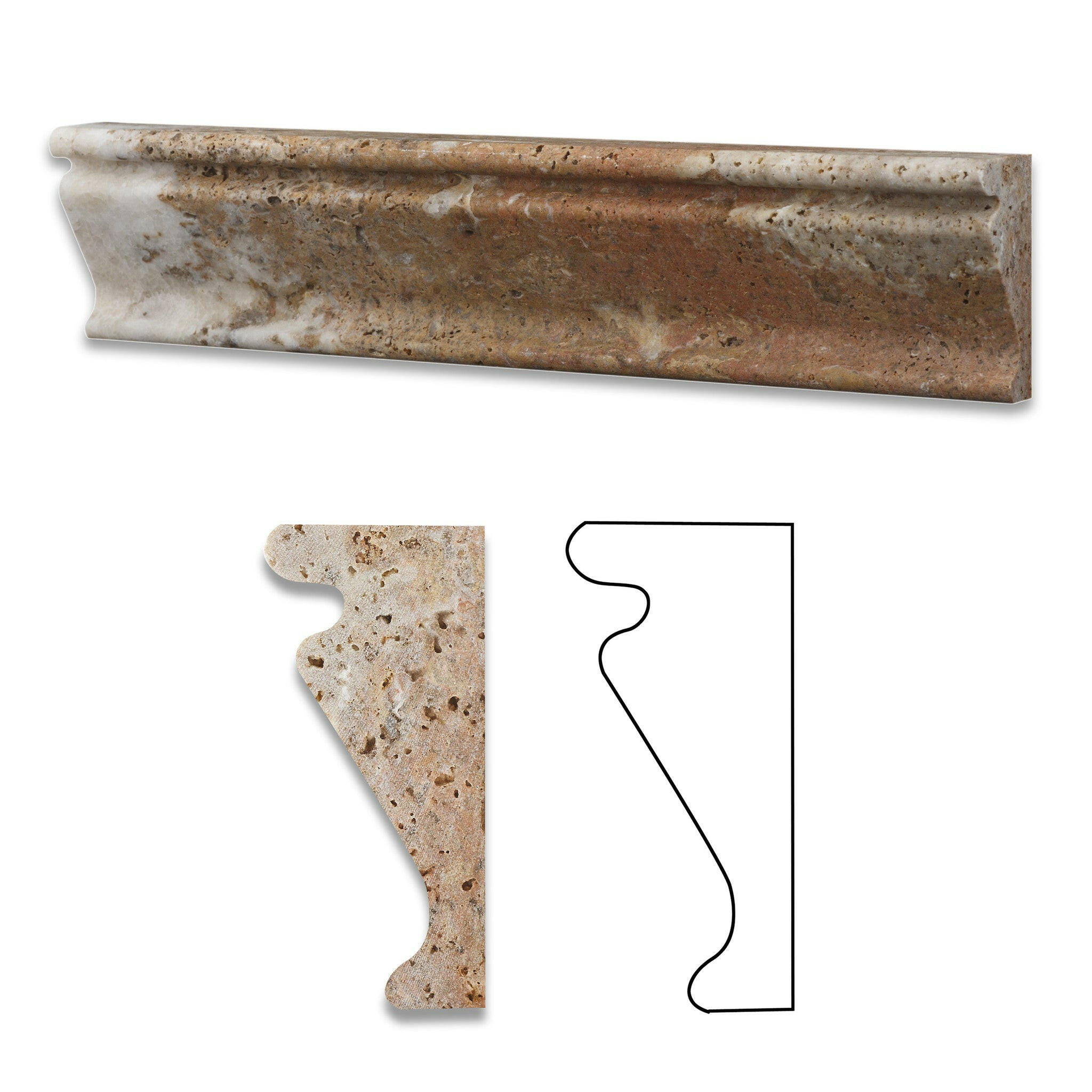 Scabos Travertine Honed Crown - Mercer Molding Trim-Travertine Molding/Trim-American Tile Depot
