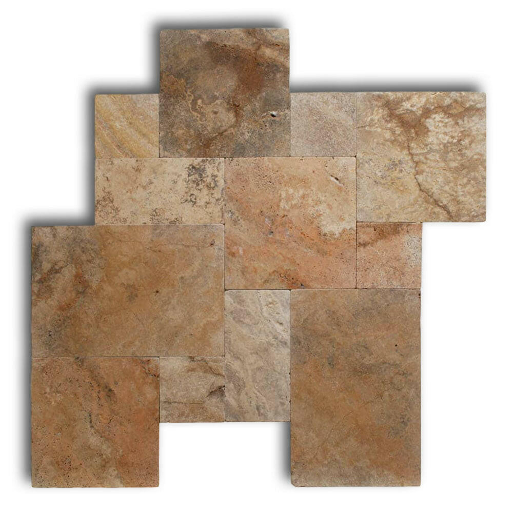 Scabos Travertine Tumbled French Pattern Tile Scabos Travertine Tumbled French Pattern Tile - American Tile Depot