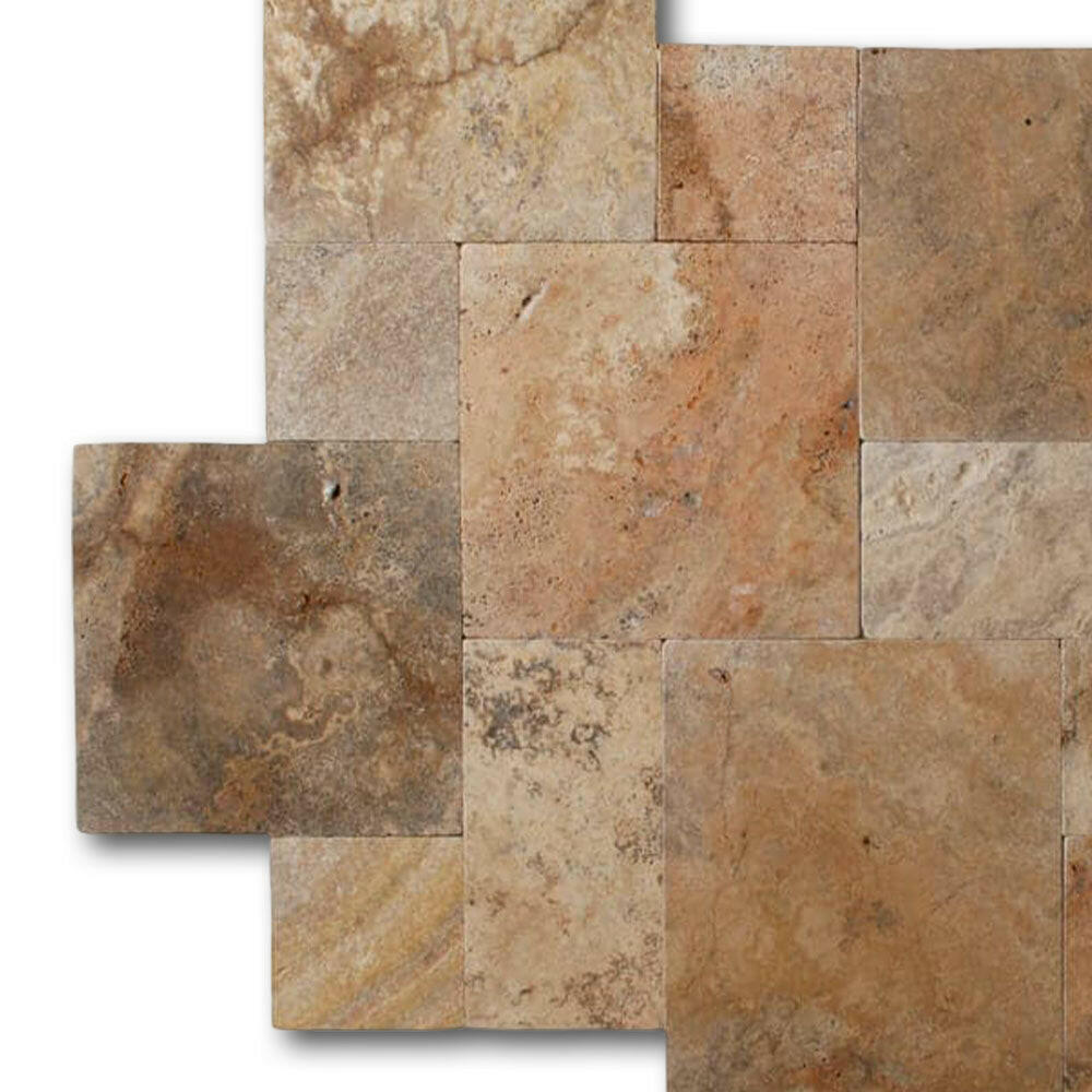 Scabos Travertine Tumbled French Pattern Tile Scabos Travertine Tumbled French Pattern Tile - American Tile Depot