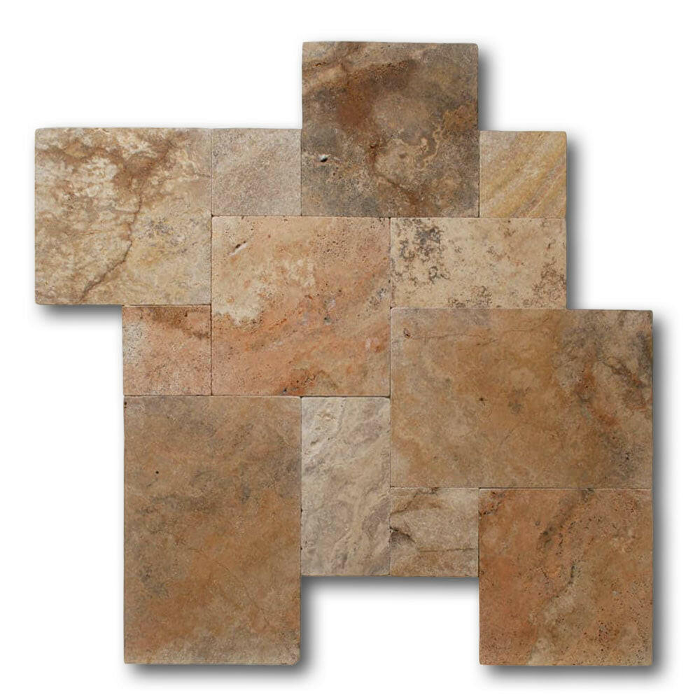 Scabos Travertine Tumbled French Pattern Tile Scabos Travertine Tumbled French Pattern Tile - American Tile Depot