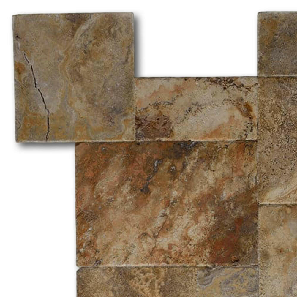 Scabos Travertine Unfilled, Brushed & Chiseled French Pattern Tile Scabos Travertine Unfilled, Brushed & Chiseled French Pattern Tile - American Tile Depot