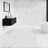 12 X 24 Pietra White Polished Marble Look Porcelain Tile