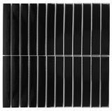 Gio Black Glossy 1" X 6" Stacked Linear Porcelain Mosaic Tile