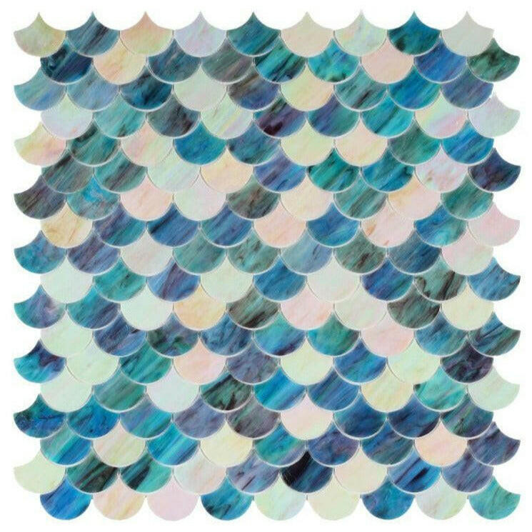 Seashell Sky Scale Glass Mosaic Tile Seashell Sky Scale Glass Mosaic Tile - American Tile Depot