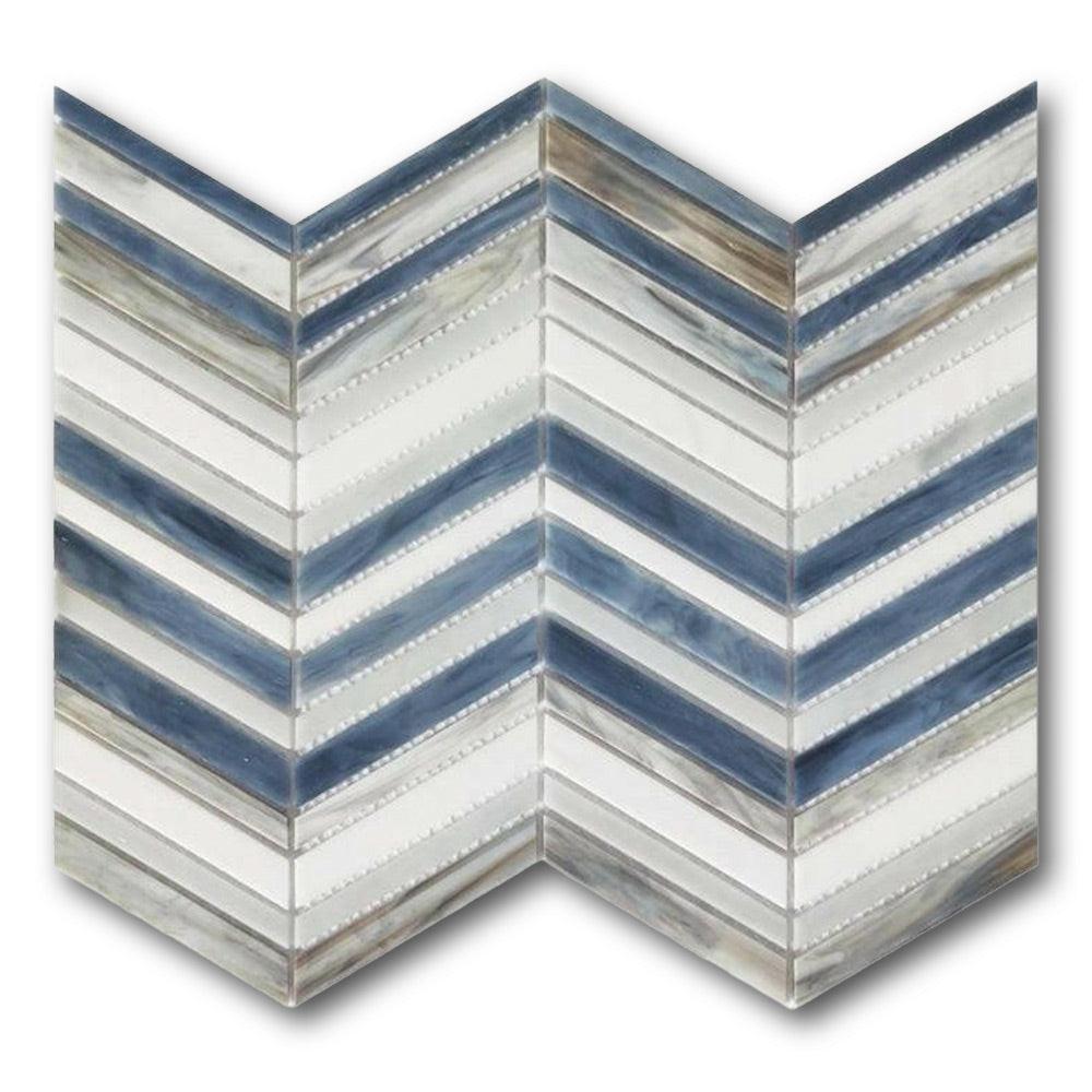 Seashore Beach Wave Herringbone Glass Mosaic Tile Seashore Beach Wave Herringbone Glass Mosaic Tile - American Tile Depot