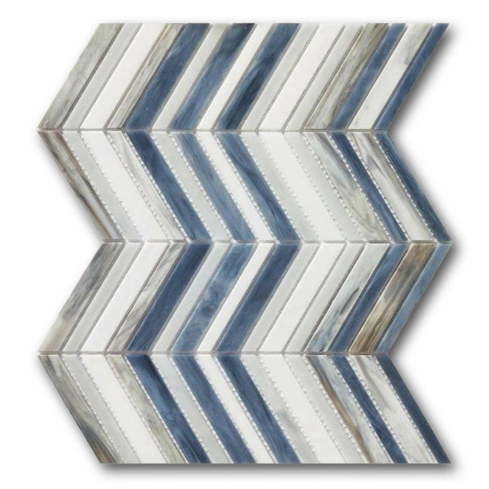 Seashore Beach Wave Herringbone Glass Mosaic Tile Seashore Beach Wave Herringbone Glass Mosaic Tile - American Tile Depot