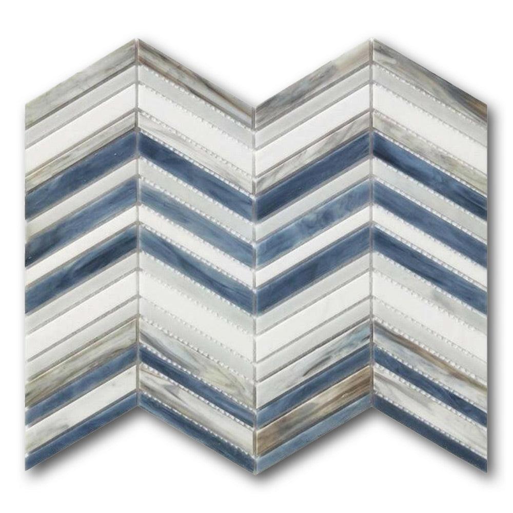 Seashore Beach Wave Herringbone Glass Mosaic Tile Seashore Beach Wave Herringbone Glass Mosaic Tile - American Tile Depot