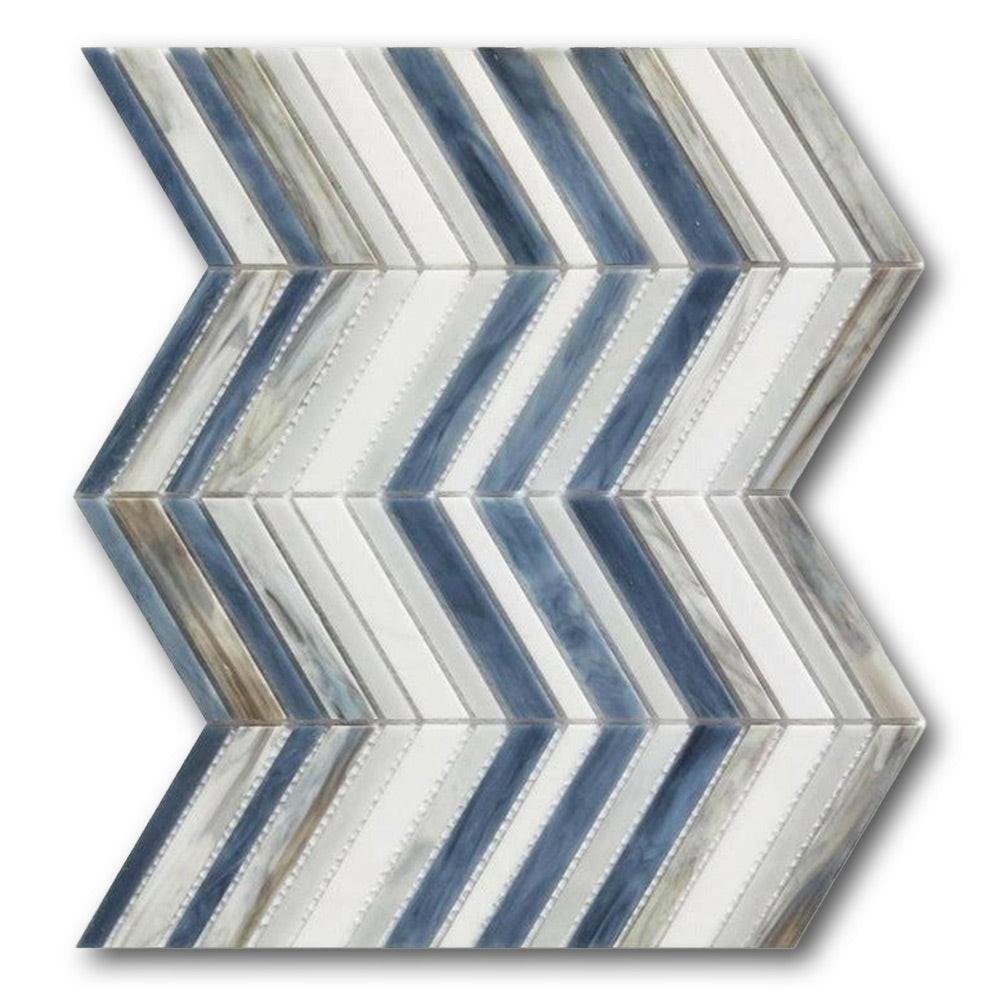 Seashore Beach Wave Herringbone Glass Mosaic Tile Seashore Beach Wave Herringbone Glass Mosaic Tile - American Tile Depot