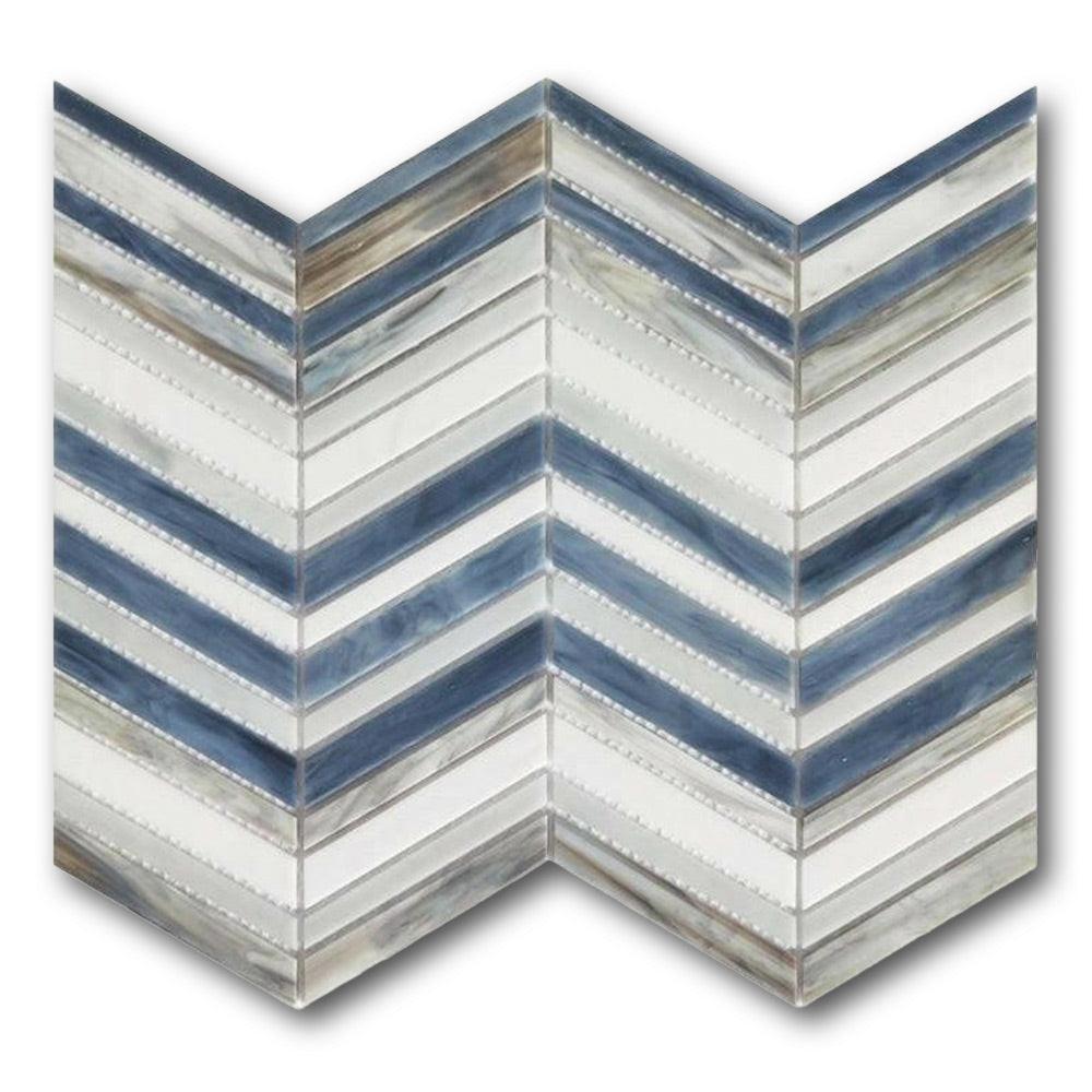 Seashore Beach Wave Herringbone Glass Mosaic Tile Seashore Beach Wave Herringbone Glass Mosaic Tile - American Tile Depot