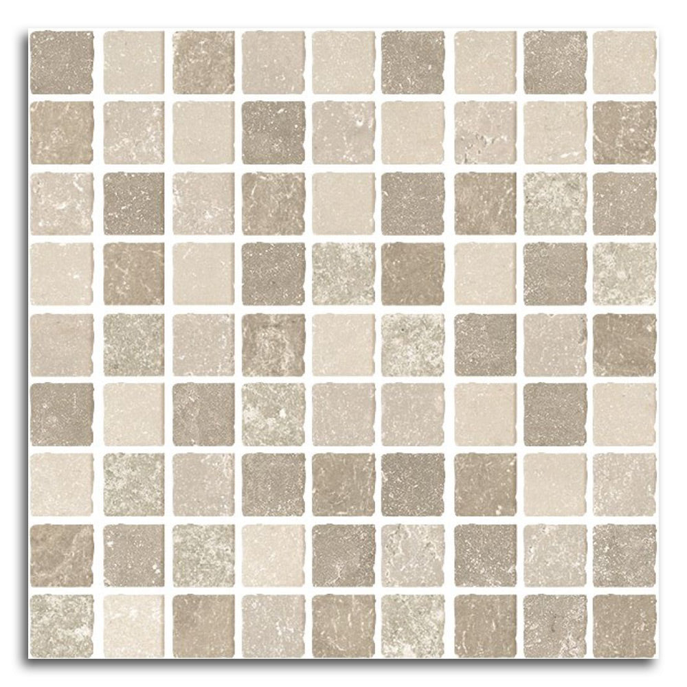 Sienna Tufo Mosaico Square Porcelain Mosaic Tile