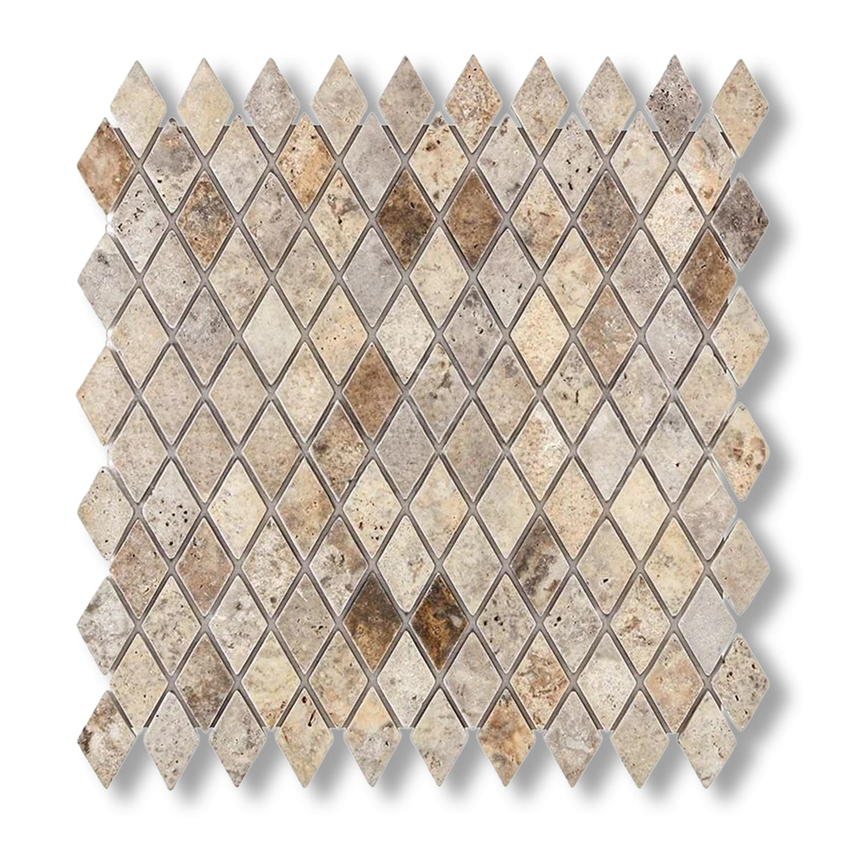 Silver Travertine 1" Diamond Tumbled Mosaic Tile - American Tile Depot