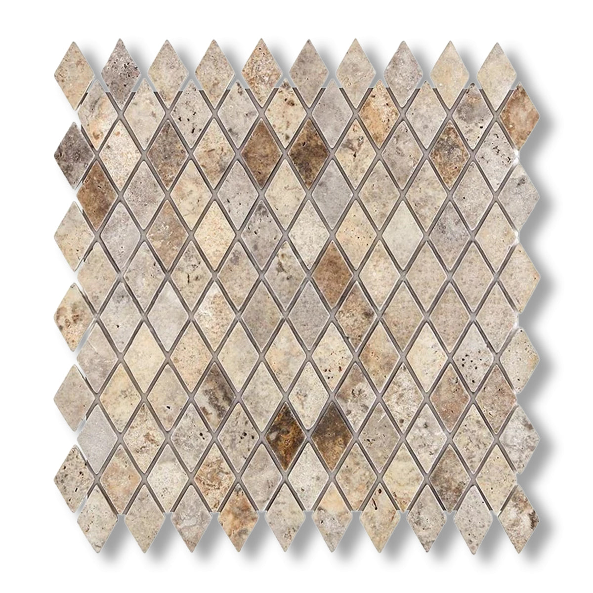 Silver Travertine 1" Diamond Tumbled Mosaic Tile - American Tile Depot