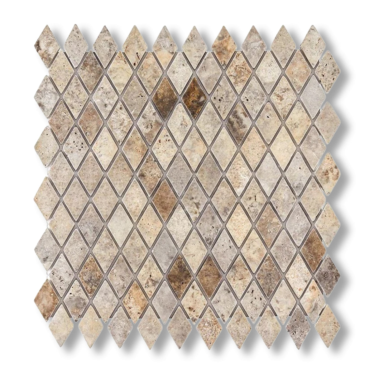 Silver Travertine 1" Diamond Tumbled Mosaic Tile - American Tile Depot