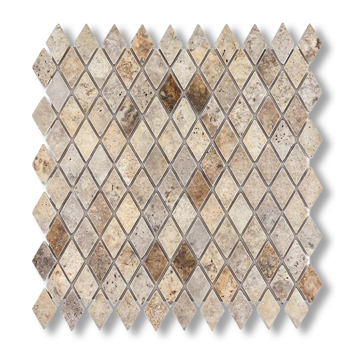 Silver Travertine 1" Diamond Tumbled Mosaic Tile - American Tile Depot
