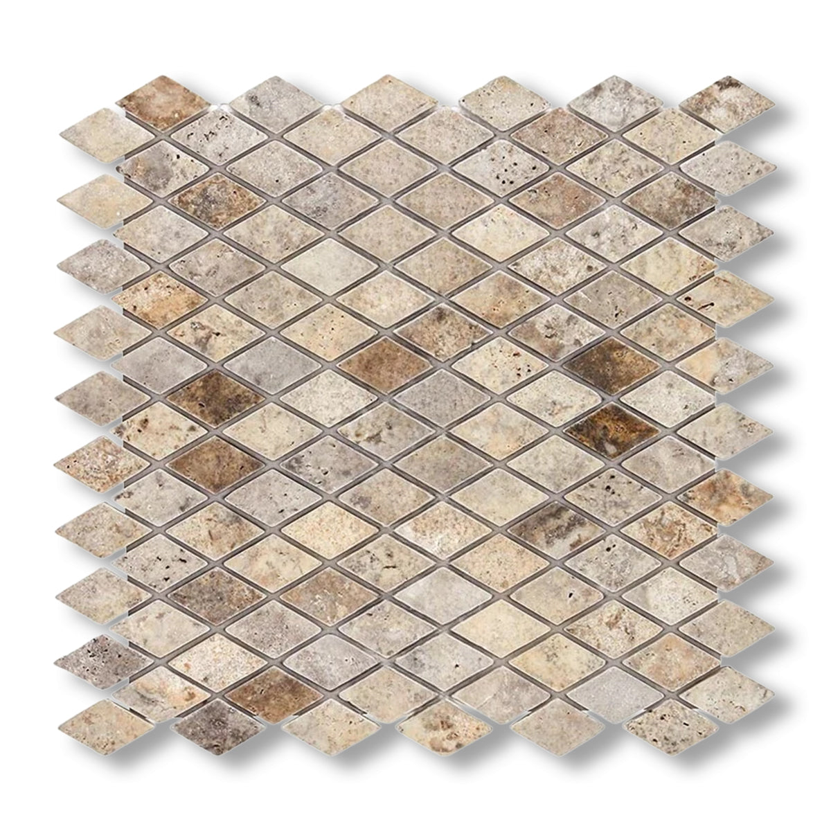 Silver Travertine 1" Diamond Tumbled Mosaic Tile - American Tile Depot