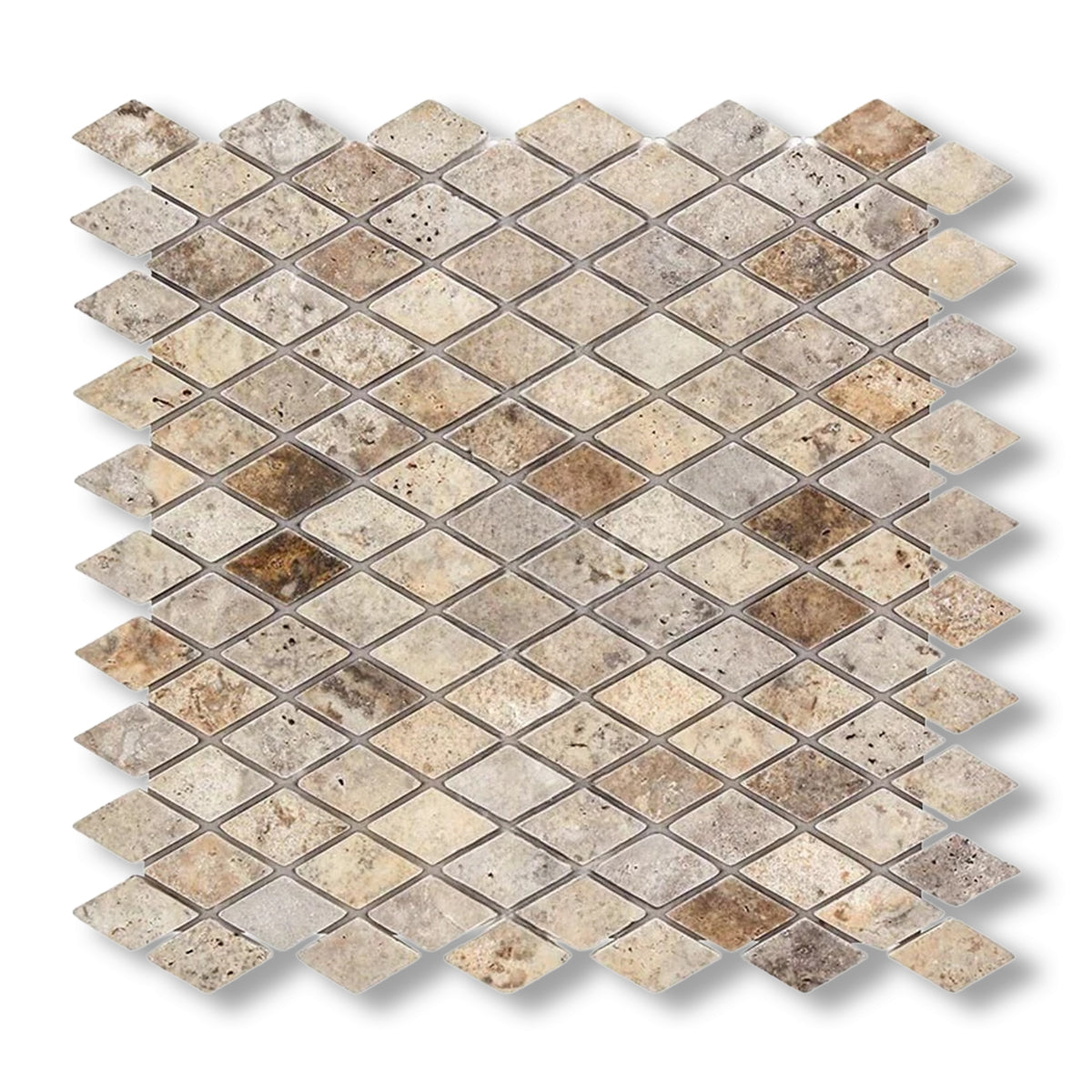 Silver Travertine 1" Diamond Tumbled Mosaic Tile - American Tile Depot