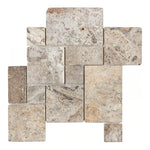 Silver Travertine 4-Pieced OPUS Mini-Pattern Tumbled Mosaic Tile Silver Travertine 4-Pieced OPUS Mini-Pattern Tumbled Mosaic Tile - American Tile Depot