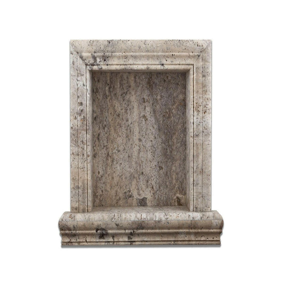 Silver Travertine Hand-Made Custom Shampoo Niche / Shelf - LARGE - Honed Silver Travertine Hand-Made Custom Shampoo Niche / Shelf - LARGE - Honed - American Tile Depot