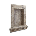 Silver Travertine Hand-Made Custom Shampoo Niche / Shelf - LARGE - Honed Silver Travertine Hand-Made Custom Shampoo Niche / Shelf - LARGE - Honed - American Tile Depot