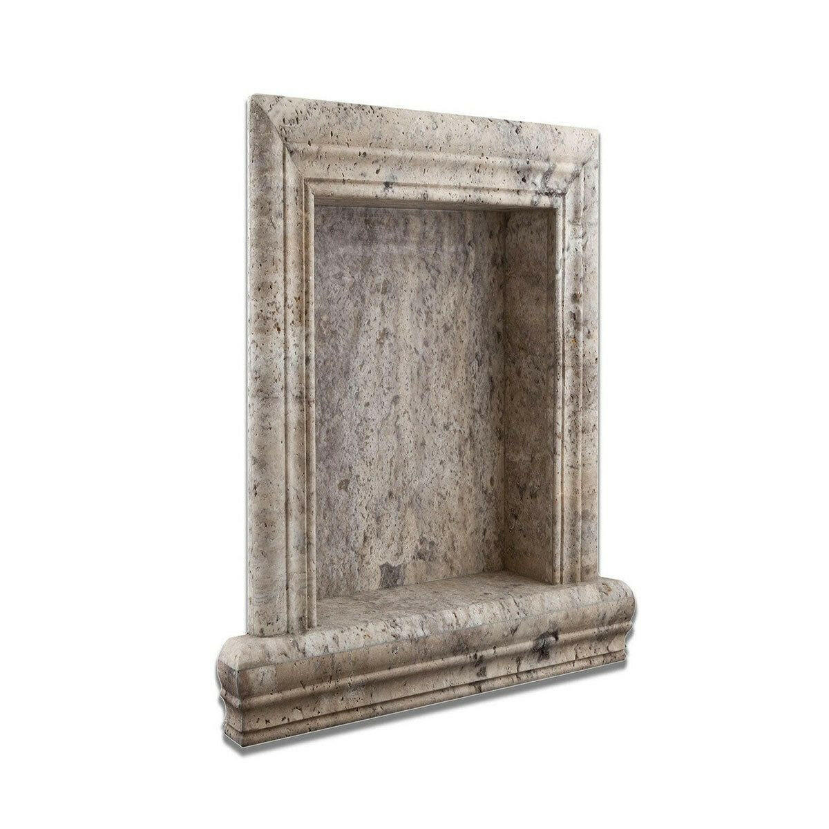 Silver Travertine Hand-Made Custom Shampoo Niche / Shelf - LARGE - Honed Silver Travertine Hand-Made Custom Shampoo Niche / Shelf - LARGE - Honed - American Tile Depot