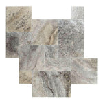 Silver Travertine Tumbled French Pattern Tile Silver Travertine Tumbled French Pattern Tile - American Tile Depot