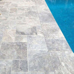 Silver Travertine Tumbled French Pattern Tile Silver Travertine Tumbled French Pattern Tile - American Tile Depot