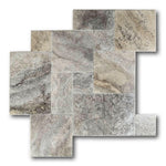Silver Travertine Tumbled French Pattern Tile Silver Travertine Tumbled French Pattern Tile - American Tile Depot