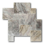 Silver Travertine Tumbled French Pattern Tile Silver Travertine Tumbled French Pattern Tile - American Tile Depot