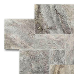 Silver Travertine Unfilled, Brushed & Chiseled French Pattern Tile Silver Travertine Unfilled, Brushed & Chiseled French Pattern Tile - American Tile Depot
