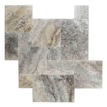 Silver Travertine Unfilled, Brushed & Chiseled French Pattern Tile Silver Travertine Unfilled, Brushed & Chiseled French Pattern Tile - American Tile Depot