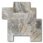 Silver Travertine Unfilled, Brushed & Chiseled French Pattern Tile Silver Travertine Unfilled, Brushed & Chiseled French Pattern Tile - American Tile Depot