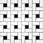 Arrays White & Black Matte Pinwheel Porcelain Mosaic Tile-American Tile Depot