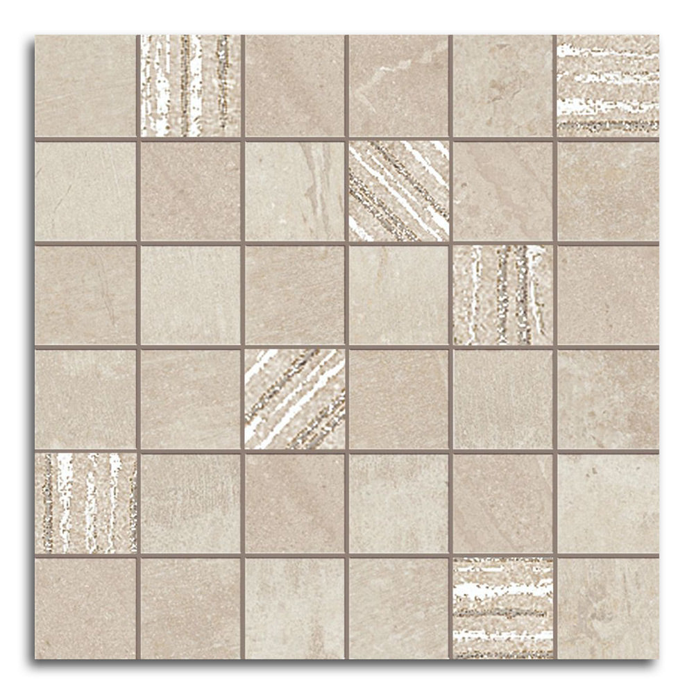 Solis Sand Square Porcelain Mosaic Wall Tile
