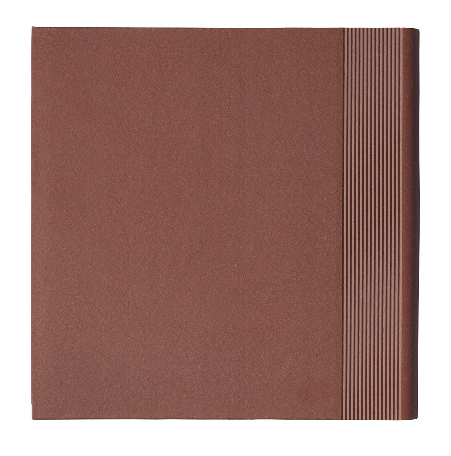 12x12 Spanish Red Matte Terracotta Look Quarry Stair Tread